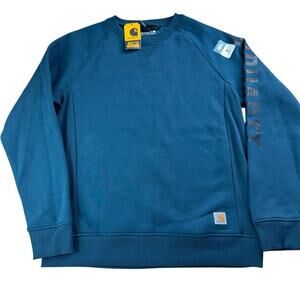 Carhartt Crewneck Block Logo Sleeve Sweatshirt- TEAL